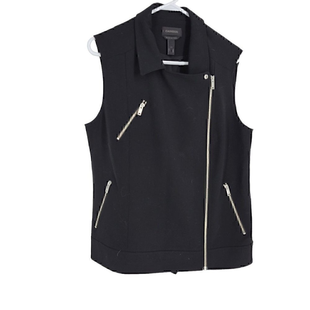 Danier Cloth knit Vest grunge Size Large, Black Asymmetrical goth biker